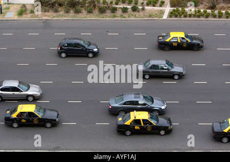 Traffic on Ninth of July Avenue in Buenos Aires Argentina Stock Photo