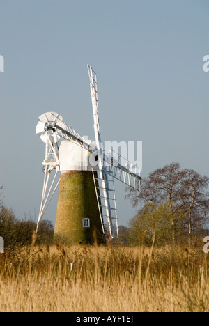 Turf Fen drainage mill How Hill Norfolk Stock Photo