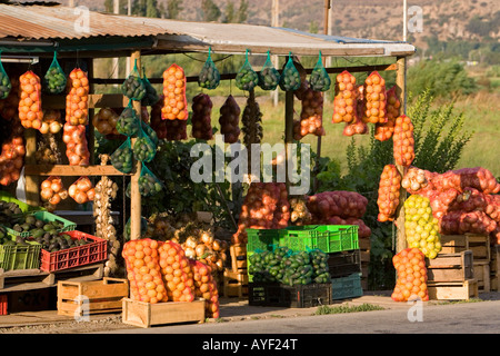 Roadside fruit stand near Valparaiso Chile Stock Photo