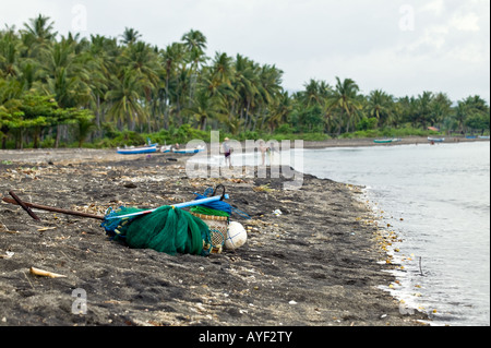 Fisherman's nets on beach, Lombok indonesia Stock Photo