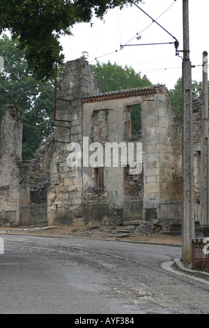 Oradour sur Glane preserved Limousin village scene of WW2 Nazi SS massacre France Stock Photo