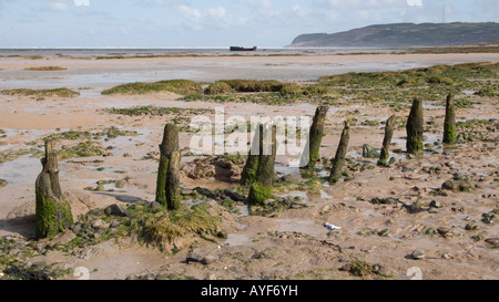 Red Wharf Bay beach at low tide, Anglesey, north Wales, United Kingdom Stock Photo