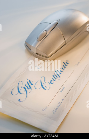 Computer mouse on gift certificate