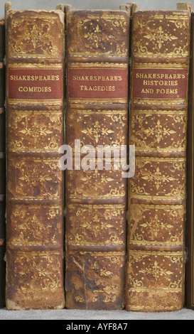 leather bound volumes of William Shakespeares works