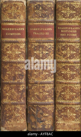 leather bound volumes of William Shakespeares works