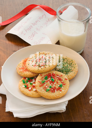 Cookies and milk for Santa Claus Stock Photo