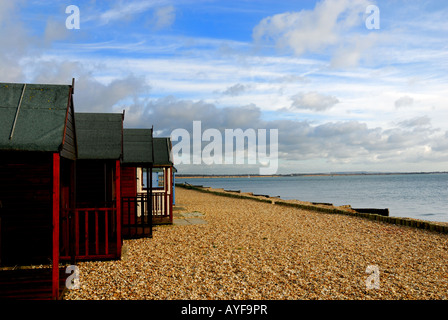 Beach huts Calshot Hampshire UK Stock Photo
