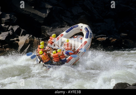 Whitewater rafting Zambezi River Zimbabwe Zambia border Africa Stock Photo