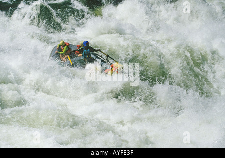 Whitewater rafting Zambezi River Zimbabwe Zambia border Africa Stock Photo