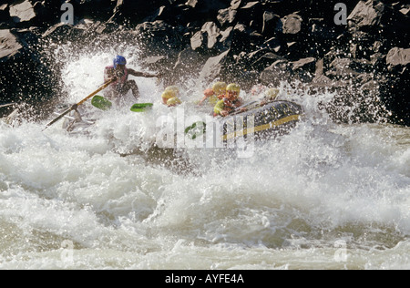 Whitewater rafting Zambezi River Zimbabwe Zambia border Africa Stock Photo