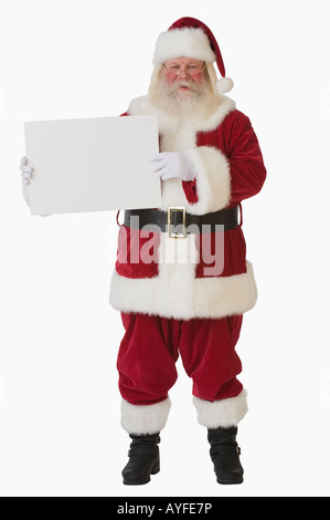 Santa Claus holding blank sign Portrait Isolated on White Background ...