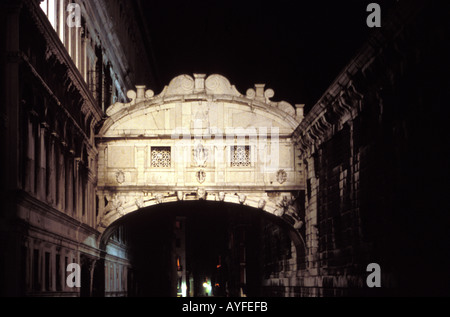 The Bridge of Sighs, Doges Palace at night, Venice, Italy. Stock Photo