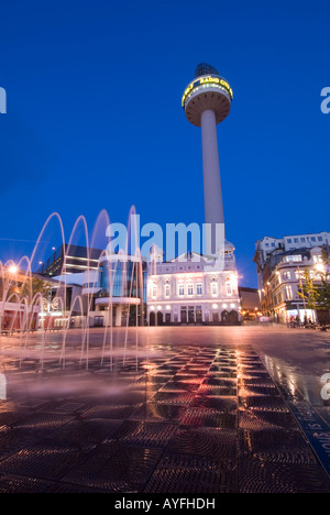 Radio city tower and Playhouse theatre at night, Liverpool, England, UK Stock Photo