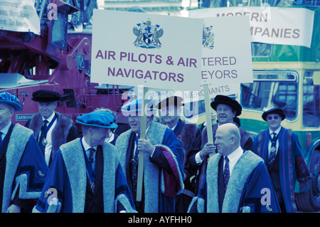 Modern livery companies in the procession at the Lord Mayors Show in the City of London Stock Photo