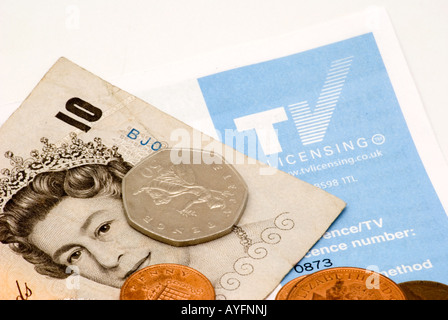 UK TV licence with money