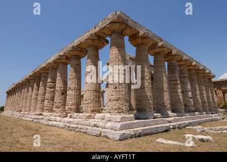 Paestum Italy Basilica of Paestum aka Temple of Hera Stock Photo