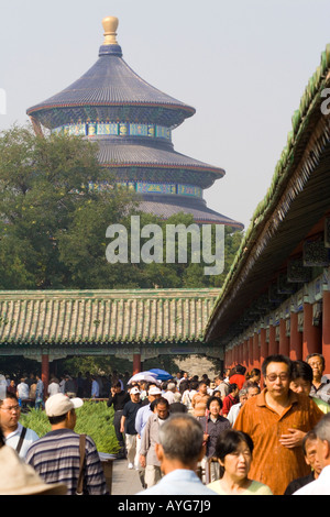 Locals Crowd the Park on Weekends, Qinan Dian Temple of Heaven Beijing China Stock Photo