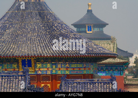 Hall of Prayer for Good Harvests Temple of Heaven beyond Temple of Heaven Park Beijing China Stock Photo