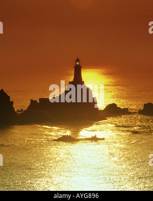 GB - JERSEY: La Corbiere Lighthouse at sunset Stock Photo