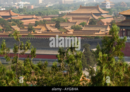 Aerial of Forbidden City viewed from a Hill in Jingshan Park Beijing China Stock Photo