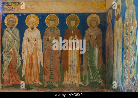 Arbore Painted Church Interior Wall Paintings Stock Photo