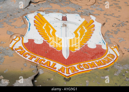 USAF Tactical Air Command, TAC Insignia, Wing from Wreckage of a Plane downed during American War Army Museum Hanoi Vietnam Stock Photo