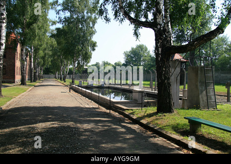 The 'swimming pool' and fire reservoir at the former Nazi concentration camp at Auschwitz, Oswiecim, Poland. Stock Photo