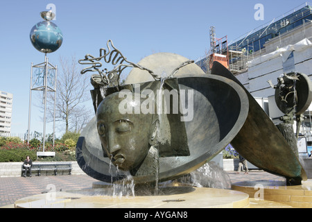 The Spirit of Enterprise a modern fountain by Tom Lomax in Centenary Square Birmingham Stock Photo