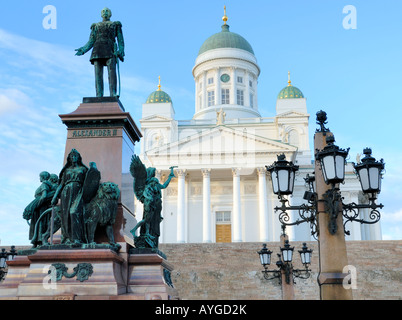 The Lutheran Cathedral and the Zar Alexander II statue, Helsinki, Finland, Europe. Stock Photo