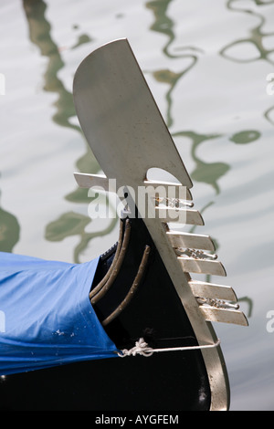Abstract Gondola awaiting passengers on the Grand Canal Venice Italy Stock Photo