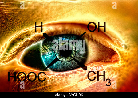 close up view of human eye with symbols Stock Photo