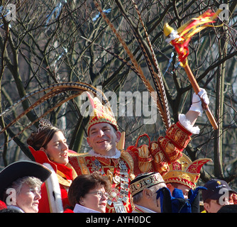 Carnival prince waves sceptre with princess Bonn Germany Stock Photo