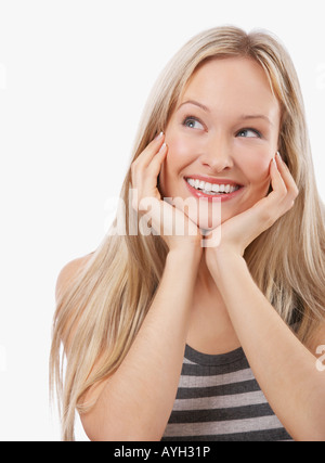 Woman looking sideways Stock Photo