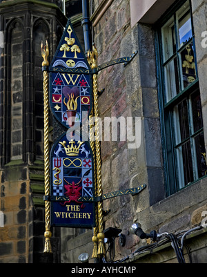 Sign for Witchery Restaurant, Castlehill, Edinburgh, Scotland, UK, Europe Stock Photo