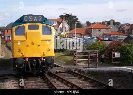 Nose of a Class 31 diesel locomotive, a type once common in East Anglia, at Sheringham station. Stock Photo