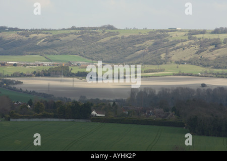 View from Ivinghoe Beacon of Dunstable Downs Stock Photo