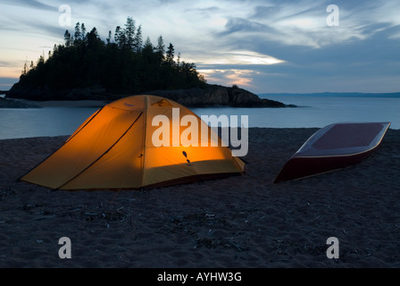 Evening camping on Lake Superior Stock Photo