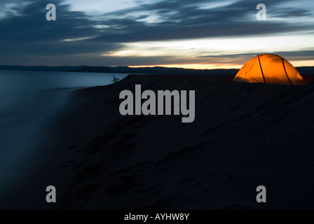 Evening camping on Lake Superior Stock Photo