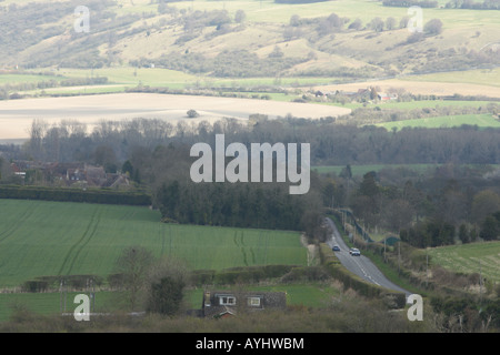 View from Ivinghoe Beacon of Dunstable Downs Stock Photo