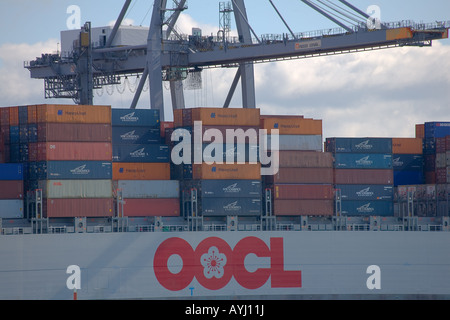 Freight cargo ship at Southampton docks UK Stock Photo