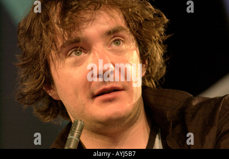 Comedian Dylan Moran pictured on stage at The Guardian Hay Festival, Hay on Wye, Powys, South Wales, UK Stock Photo