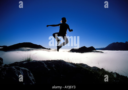 Picos de Europa morning clouds over the mountainrange Stock Photo