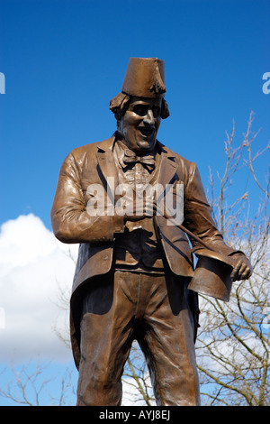 Statue of the Comedian Tommy Cooper near Caerphilly Castle, Caerphilly, South Wales, UK Stock Photo