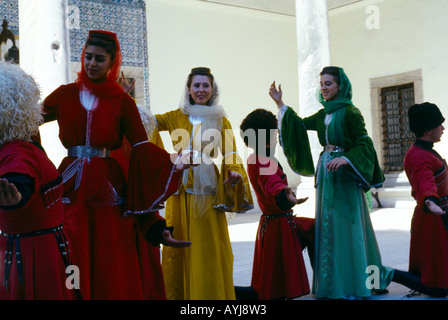 Istanbul Turkey Topkapi - Courtyard Folk Dancers Stock Photo