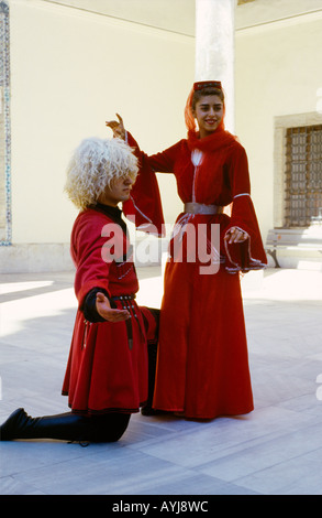 Istanbul Turkey Topkapi - Courtyard Folk Dancers Stock Photo