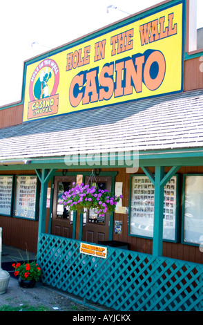 Entrance to Hole in the Wall Casino. Danbury Wisconsin USA Stock Photo