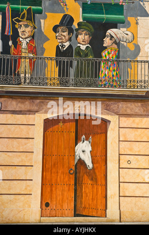 Façade with Mural by Carles Arola Vera on Placa Dels Sedassos Tarragona Catalonia  Spain Europe Stock Photo