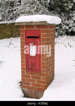 Post Box in Snow Stock Photo