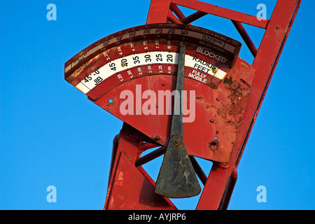 A view of an angle guide on a red crane Stock Photo