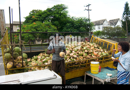 coconut water vendor in Trinidad Stock Photo